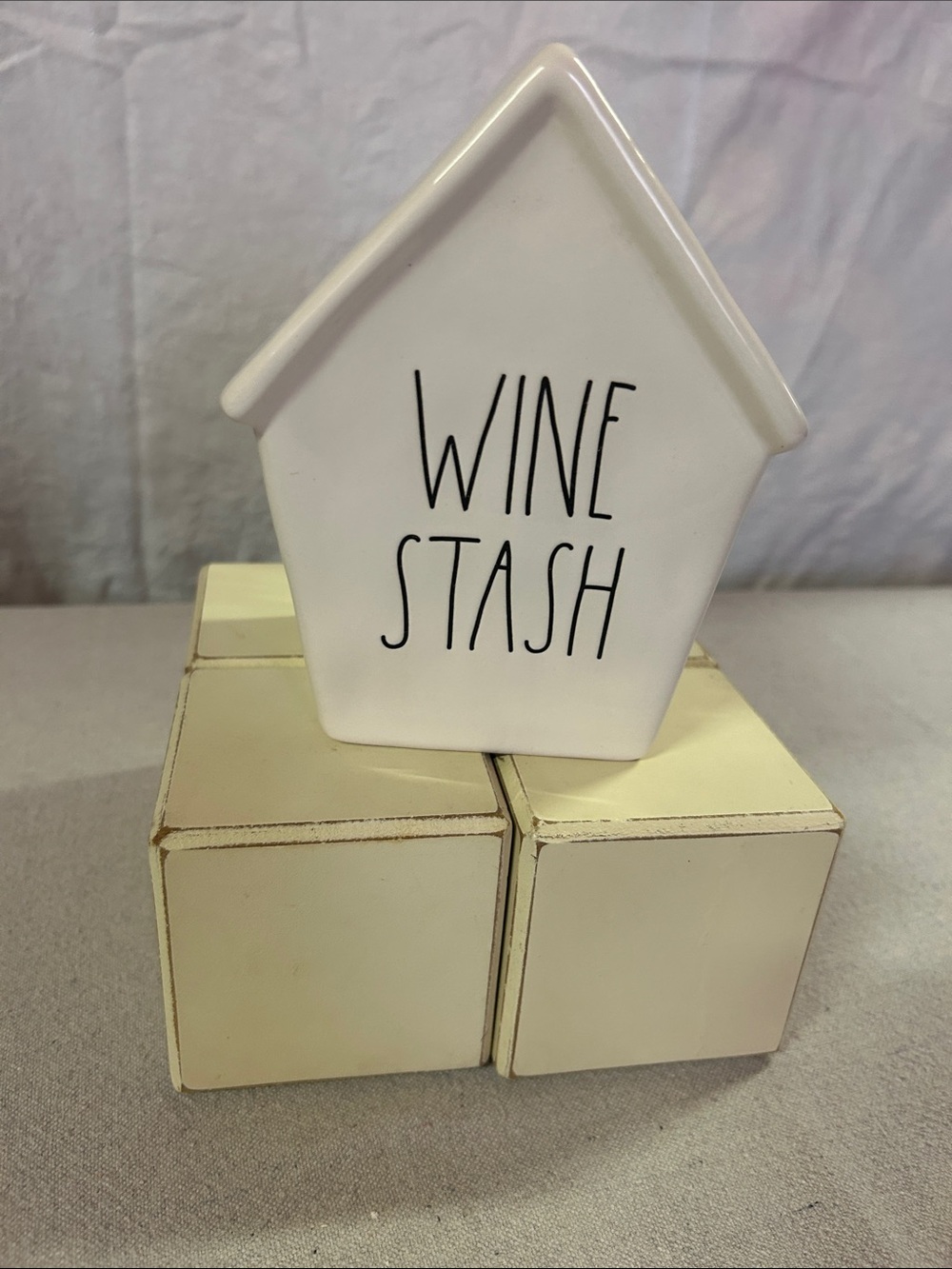 Rae Dunn White Ceramic "Wine Stash" House